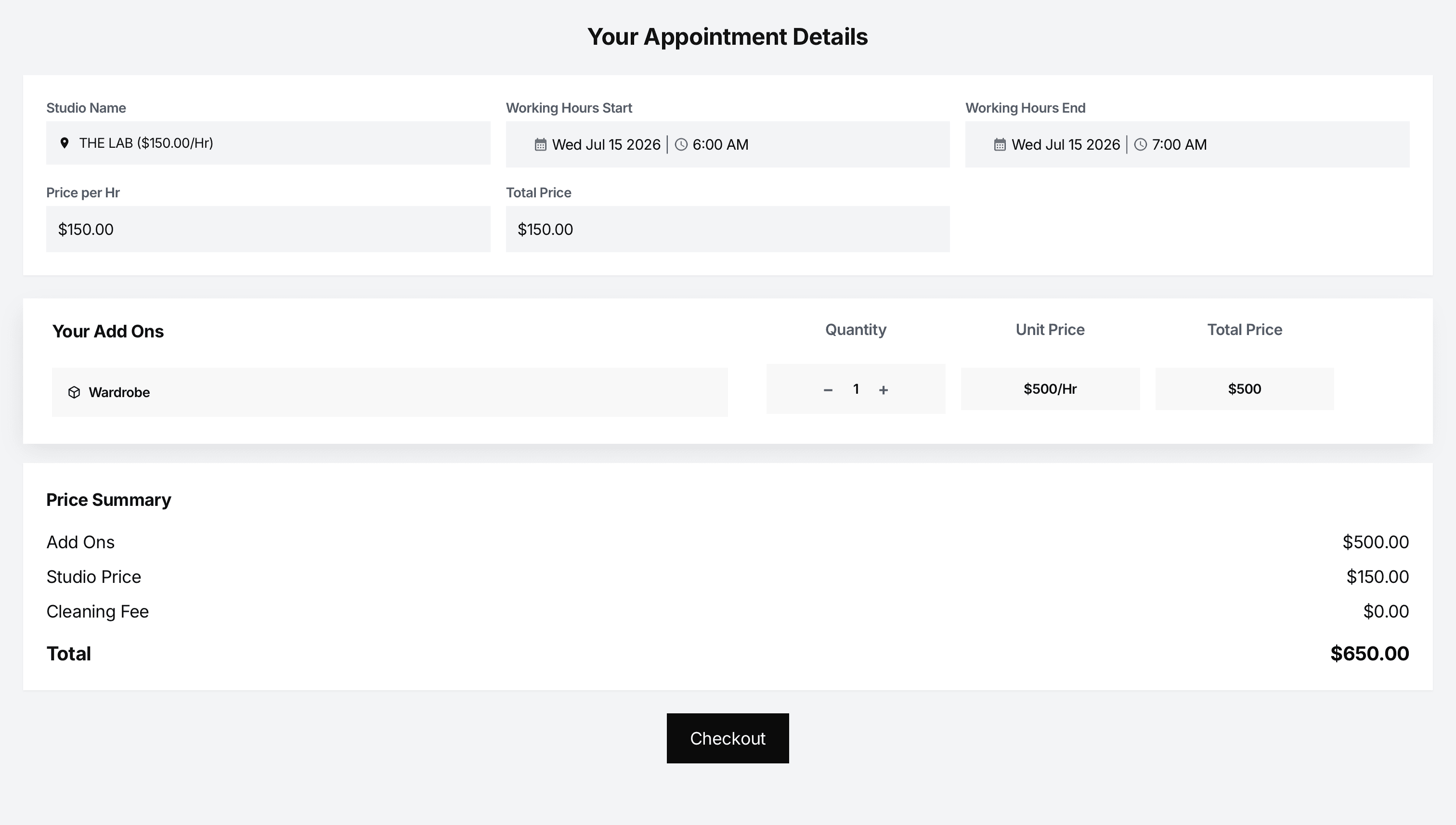 Calendar booking system — booking and admin views