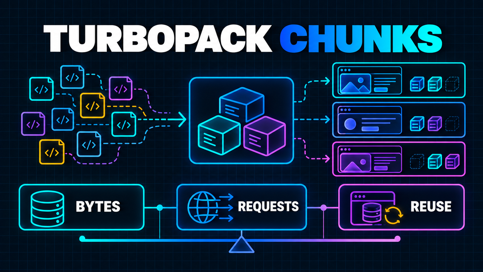 Turbopack balancing JavaScript bytes, requests and cache reuse across SaaS routes